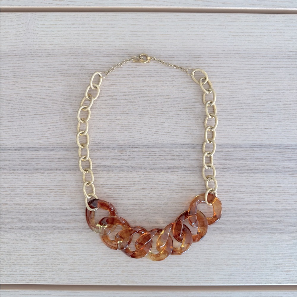 Tortoise shell and gold statement necklace new without tags